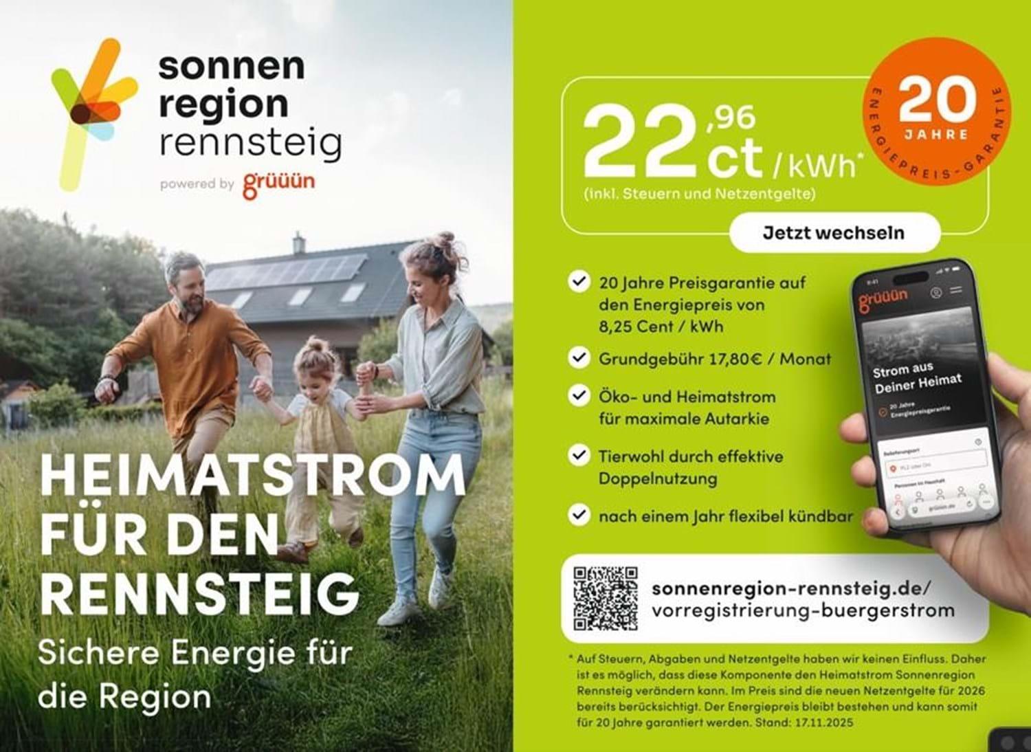 Information Bürgerstromtarif Sonnenregion Rennsteig