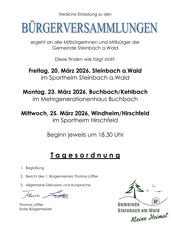 Bürgerversammlungen 2026