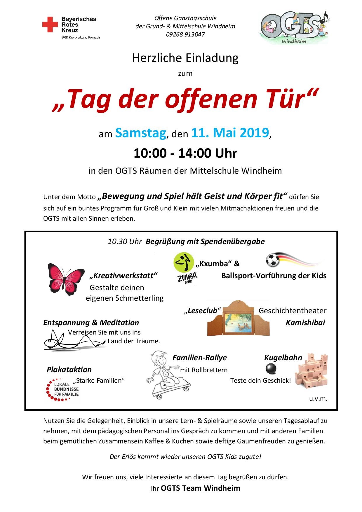 Herzliche Einladung zum „Tag der offenen Tür“ der OGTS Mittelschule Windheim